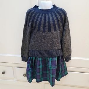 New! J Crew Crewcuts Girls' Mixy Sweater-Dress in Black Watch Plaid NWT